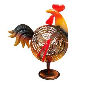 Metal Rooster Chicken Electric Fan  Sculpture Farmhouse Country Rustic